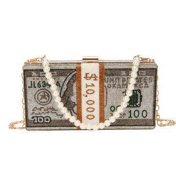 LEVEL 107 Money Bag Metal Ladies Dollar Handbag For Women Dinner Party Luxury Handbag